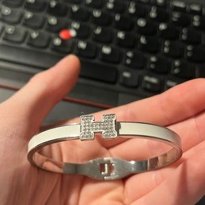 White and silver bedazzled bracelet